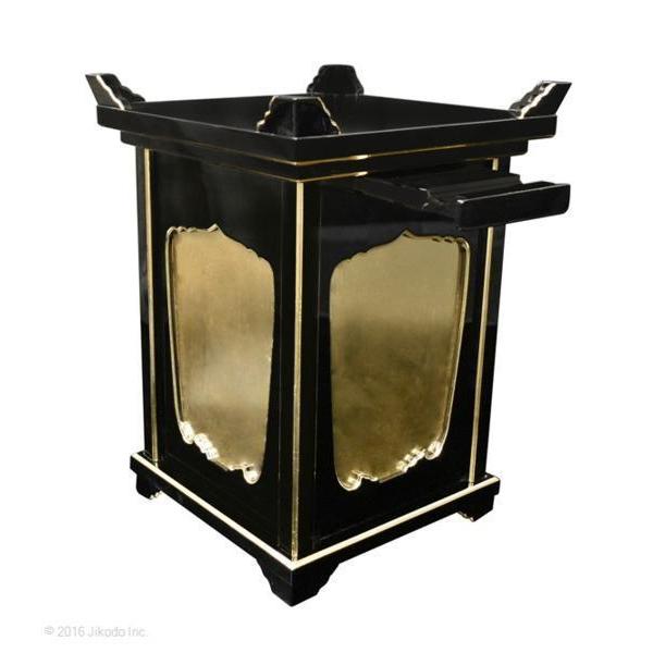 寺院仏具】黒塗り 椅子式用 大型角型木魚台1.4尺 倍置き台付 寺院仏具】黒塗り 椅子式用 大型角型木魚台1.4尺 倍置き台付