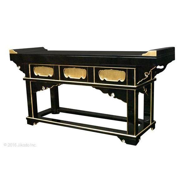 寺院仏具】黒塗り オリジナル高級前机 (幅150x高79x奥45)安心 寺院仏具】黒塗り オリジナル高級前机 (幅150x高79x奥45)安心