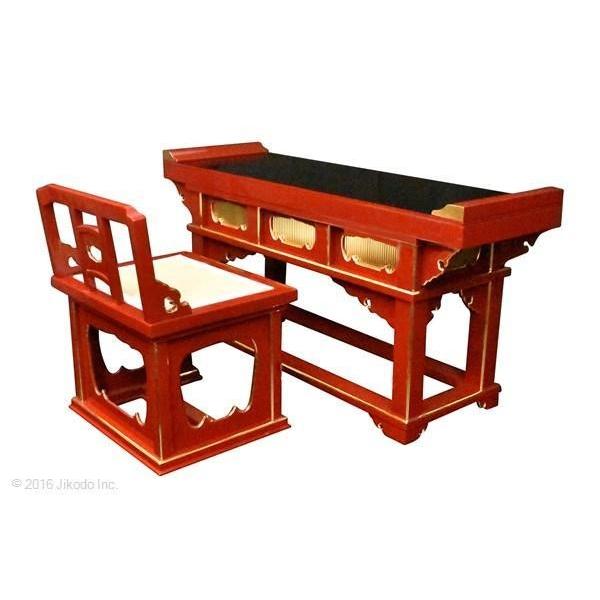 寺院仏具】朱塗り前机と導師様用椅子の2点セット 安心の国内 寺院仏具】朱塗り前机と導師様用椅子の2点セット 安心の国内