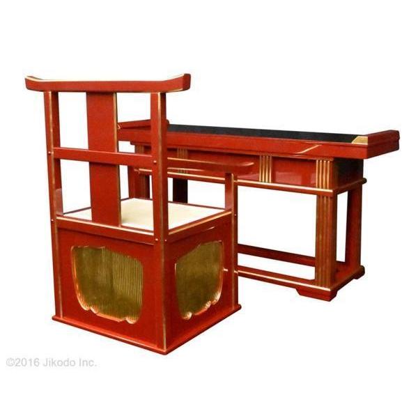 寺院仏具】 朱塗り 導師様用前机と曲録の2点セット 安心の国内 寺院仏具】 朱塗り 導師様用前机と曲録の2点セット 安心の国内