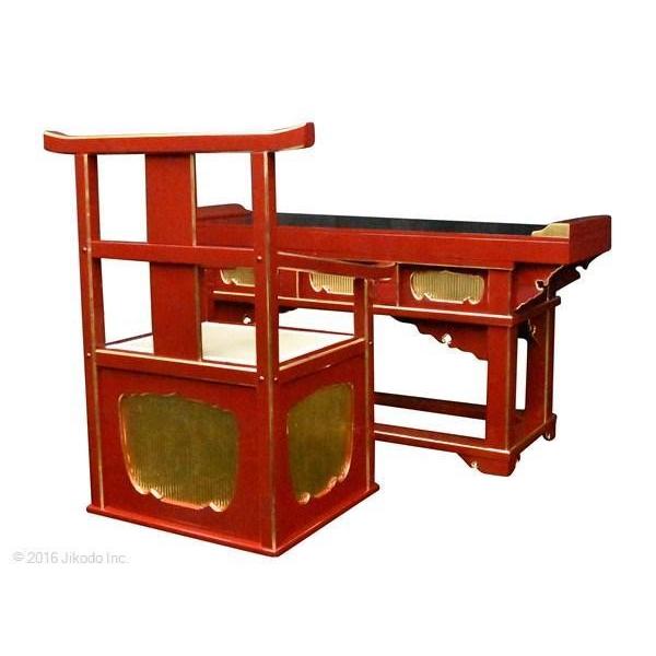 寺院仏具】朱塗り 前机と導師様用曲録の2点セット 安心の国内 寺院仏具】朱塗り 前机と導師様用曲録の2点セット 安心の国内