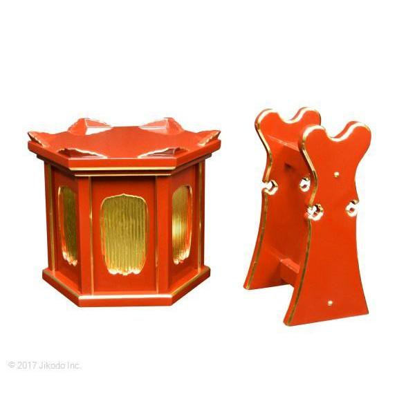 寺院仏具】朱塗り 椅子式用1.5尺の背高木魚台(ケイス台)と背 寺院仏具】朱塗り 椅子式用1.5尺の背高木魚台(ケイス台)と背