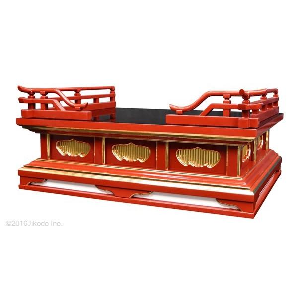 寺院仏具】朱塗り 高欄付き厨子台・須弥壇 幅約90センチ 安心の 寺院仏具】朱塗り 高欄付き厨子台・須弥壇 幅約90センチ 安心の