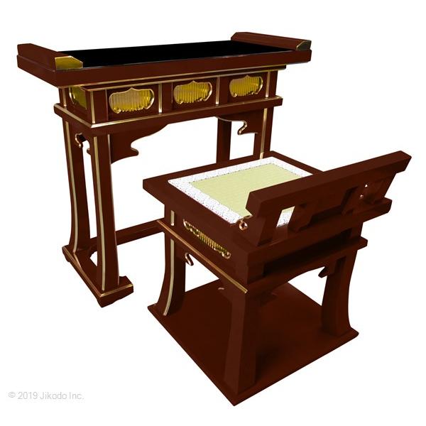 寺院仏具】潤み塗り 高級背高導師机と椅子セット 引出し付き 寺院仏具】潤み塗り 高級背高導師机と椅子セット 引出し付き