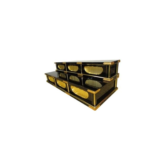 受注生産品販売】黒塗り 三間二段ひな壇 (幅120cm高36cm奥45cm 受注生産品販売】黒塗り 三間二段ひな壇 (幅120cm高36cm奥45cm