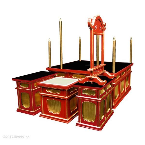 寺院仏具】朱塗り 3.5尺 二重椅子型護摩壇・大壇 ケイ台付(磬台 寺院仏具】朱塗り 3.5尺 二重椅子型護摩壇・大壇 ケイ台付(磬台