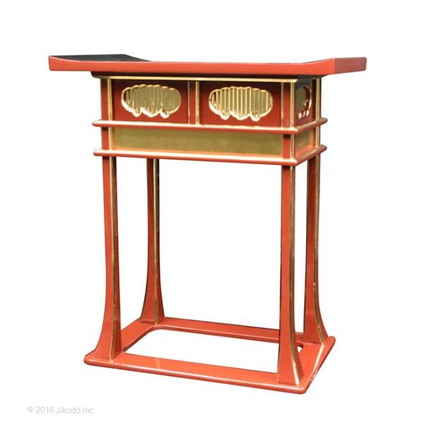 寺院仏具】朱塗り 幅60センチの天反り背高経机 安心の国産品 寺院仏具】朱塗り 幅60センチの天反り背高経机 安心の国産品