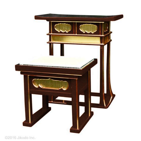 寺院仏具】潤み塗り 天反り背高経机と椅子のセット 安心の国産品 寺院仏具】潤み塗り 天反り背高経机と椅子のセット 安心の国産品