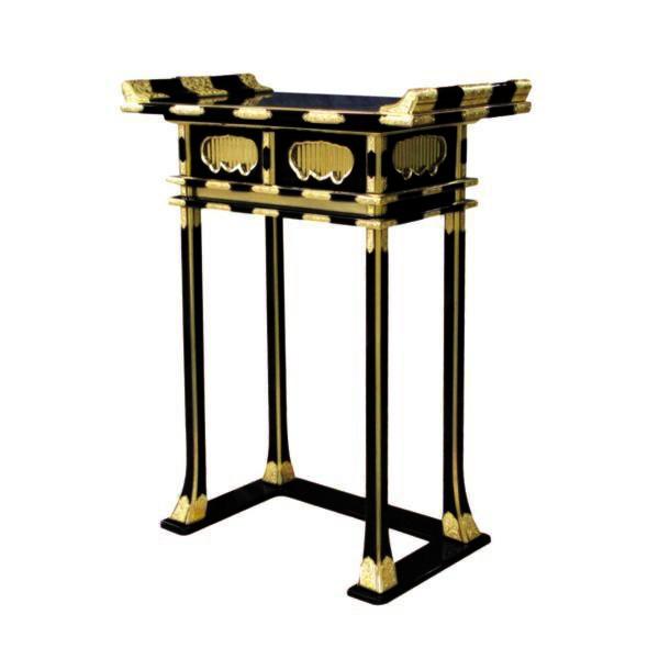 寺院仏具】黒塗り 金具・引出し付背高経机 安心の国産品 自社 寺院仏具】黒塗り 金具・引出し付背高経机 安心の国産品 自社