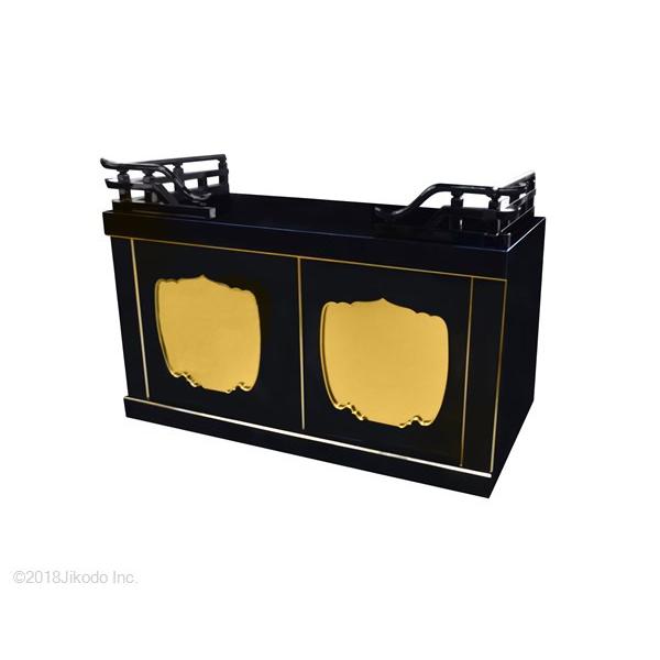寺院仏具】黒塗り 幅150センチの箱型二間須弥壇 高欄付き 安心の 寺院仏具】黒塗り 幅150センチの箱型二間須弥壇 高欄付き 安心の