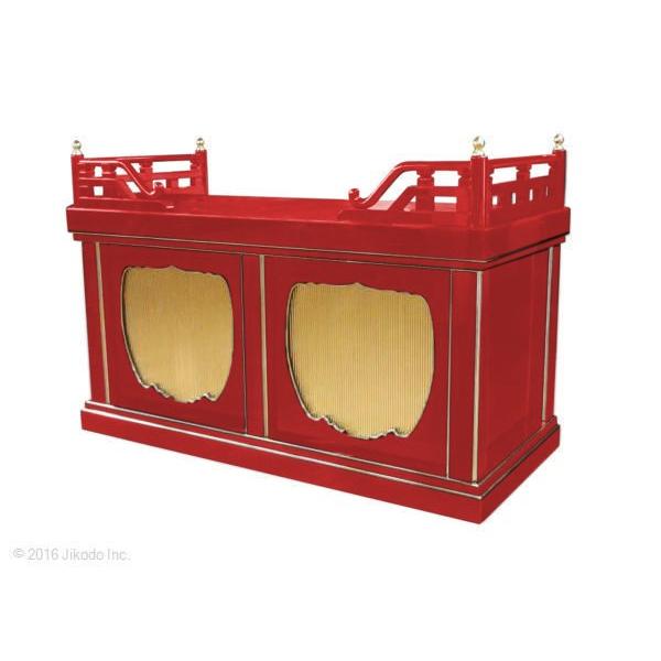 寺院仏具】朱塗り 幅150センチの二間須弥壇 高欄付き 安心の国産 寺院仏具】朱塗り 幅150センチの二間須弥壇 高欄付き 安心の国産