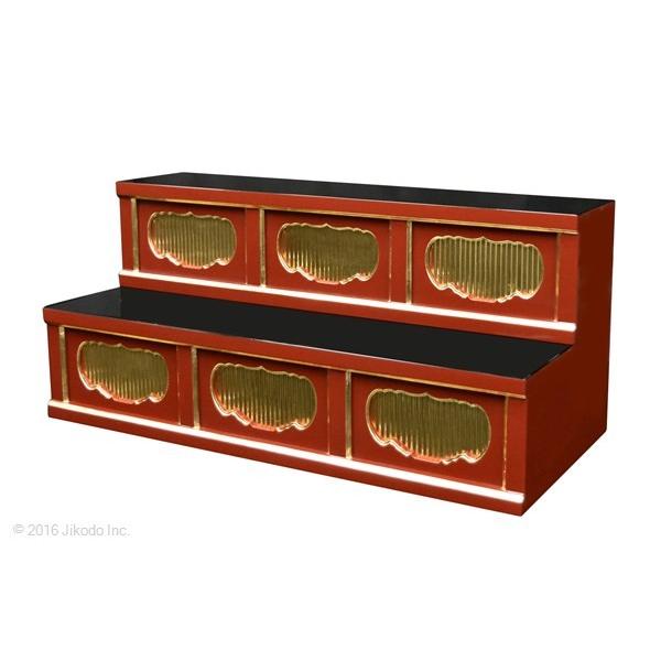 寺院仏具】朱塗り 三間二段ひな壇 幅90cm×40cm×40cm サイズ調整 寺院仏具】朱塗り 三間二段ひな壇 幅90cm×40cm×40cm サイズ調整