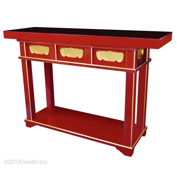 寺院仏具】朱塗り オリジナル簡易型前机 背高タイプ(幅150x高 寺院仏具】朱塗り オリジナル簡易型前机 背高タイプ(幅150x高
