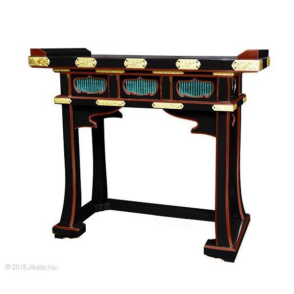 寺院仏具】黒塗り面朱 高級背高導師机 金具付き 幅90センチ 国産 寺院仏具】黒塗り面朱 高級背高導師机 金具付き 幅90センチ 国産