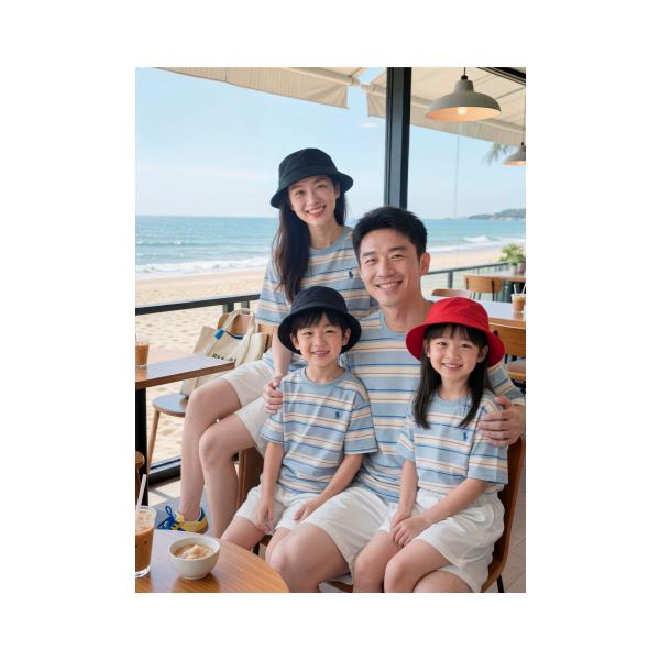 親子ペアルック 親子お揃い ストライプ柄 Tシャツ 半袖 男の子 女の子 キッズ レディース メンズ 家族お揃い 母娘 父子 カップル ペアルック