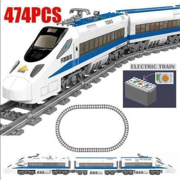 互換 レゴ LEGO ブロック 知育 ブロック 電車シリーズ 新幹線 ブルー ホワイト コンテナ レール付き はしる電車 はたらくくるま テクニック