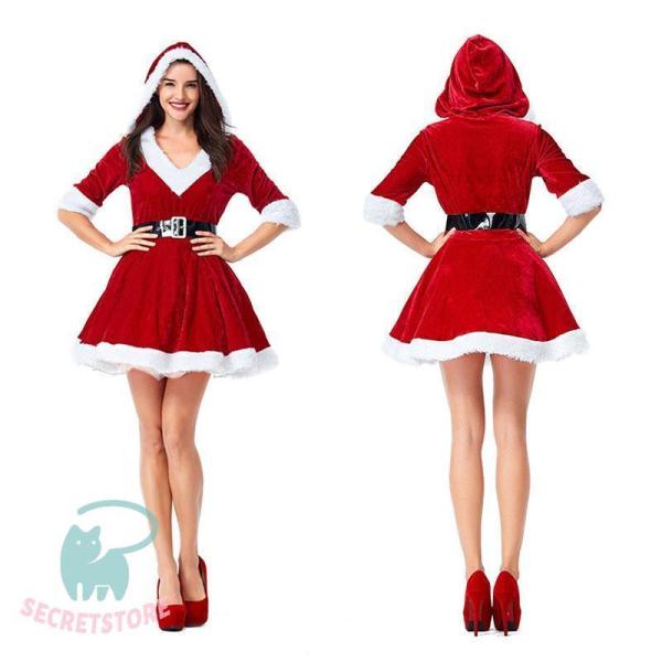 クリスマス サンタ コスプレコス サンタコスかわいい 可愛い スカート レディース コスチュームフード付き パーティー グッズ ス サンタクロース