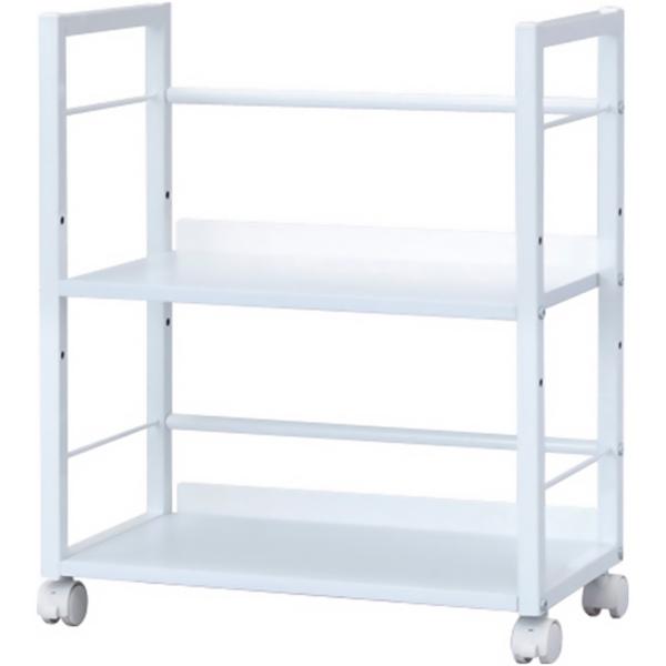 【本体色】白【材質】本体フレーム/スチール、棚板/MDF PVC貼り、キャスター/ナイロン【製品寸法】幅500×奥行276×高さ600mm【製品重量】5.2kg【等分布耐荷重】棚板/各15kg【出荷形態】お客様組立【梱包】1個口(570×2...
