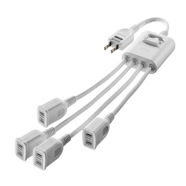 サンワサプライ　一括集中スイッチ付き電源延長コード(2P・4分岐・4個口・ホワイト) TAP-EX4SWW