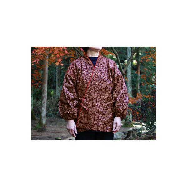 作務衣 婦人 レディース 女性 冬用 中綿 入り あったか さむえ さむい フリース裏 麻の葉柄 あさのはがら エンジ ぽかぽか そば屋 制服 作務衣 婦人 レディース 女性 冬用 中綿 入り あったか さむえ さむい