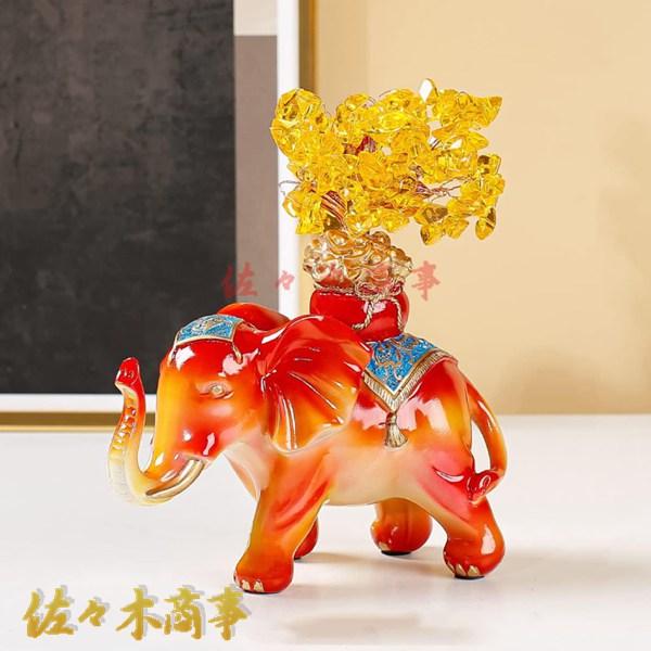 象置物 象の装飾 象 ゾウ 彫刻象 赤 象の彫刻 ラッキーコレクティブル 