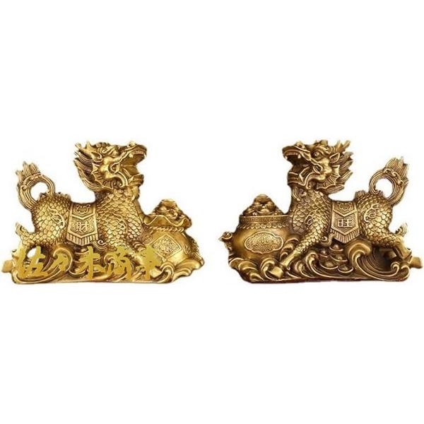 銅器 麒麟聚宝盆 家内 応接間 事務室 卓上 装飾品 開運 風水 工芸品 置物 Amazon.co.jp: 麒麟 置物 銅製麒麟一対 風水 聚寶盆麒麟 風水