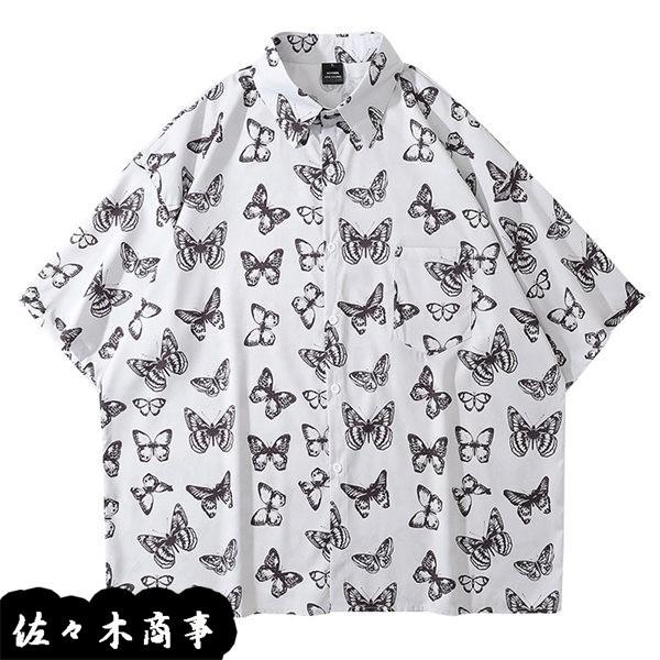 カジュアルシャツ 蝶柄 メンズ 総柄シャツ オーバーサイズ 三分袖 折り襟 ボタン付き コンフォート 柔らかい 流行し 通気性 カッコイイ Dn76e35d985 佐々木 通販 Yahoo ショッピング