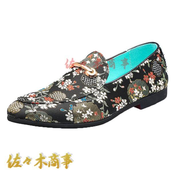 刺繍 ローファー メンズ 花柄 スリッポン 革靴 ビジネスシューズ 刺繍 ローファー メンズ 花柄 スリッポン 革靴 ビジネスシューズ
