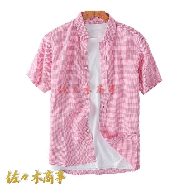 半袖 リネンシャツ メンズ 夏用 ピンク チェック柄 開襟シャツ 上着 折り襟 軽い カジュアル 涼しい 薄手 かっこいい お肌に優しい Qxqyx9aa43e62f 佐々木 通販 Yahoo ショッピング