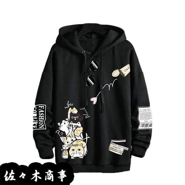 パーカー 猫柄 可愛い メンズ フード付き 秋服 プルオーバー おおきいサイズ 長袖 カンガール袋 おしゃれ ゆったり 軽い 柔らかい Wigqeeace 佐々木 通販 Yahoo ショッピング