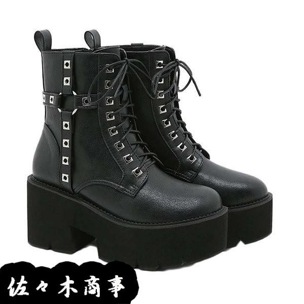 パンクスタイル レディースブーツ 厚底 編み上げ プラットフォーム アンクル ブーティー 女性 8cm カジュアル ハイヒール エナメル Xhyxeff70 佐々木 通販 Yahoo ショッピング