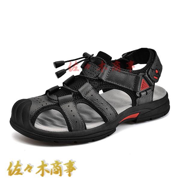 サマーシューズ メンズ レザー クロッグサンダル つま先あり スポーツ