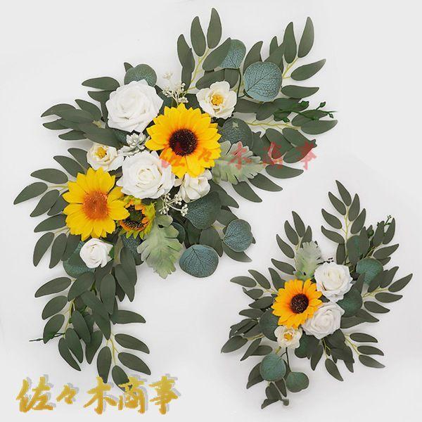 造花 インテリア 花束 ブーケ 絹 向日葵 ユーカリ 手作り 枯れない花