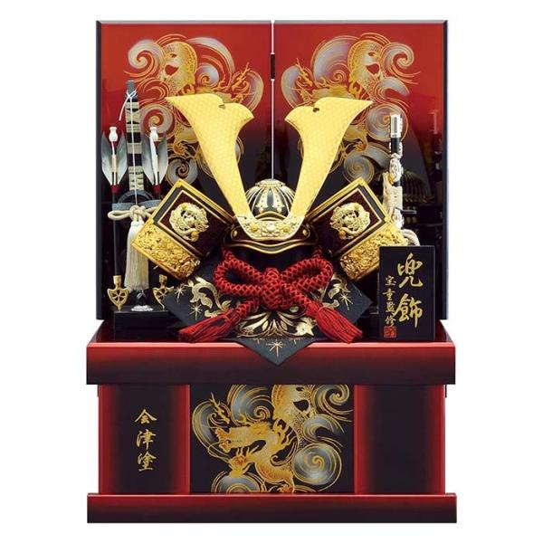 在庫処分大特価の五月人形 収納飾り 兜飾り かぶと 赤色 コンパクト かわいい おしゃれ 中鍬竜貴 兜 12号 収納飾り 100 本物 の