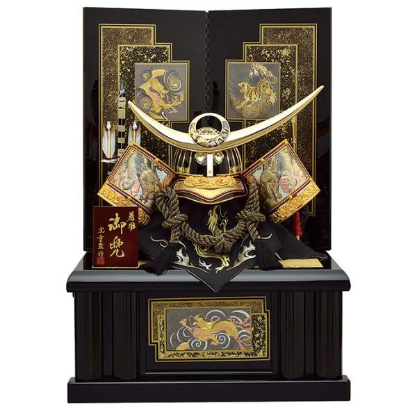 New限定品 の五月人形 着用 上杉謙信 兜 収納飾り 兜飾り かぶと コンパクト かわいい おしゃれ 金 立体 上杉謙信 着用 兜 25号 収納飾り 高速配送 の