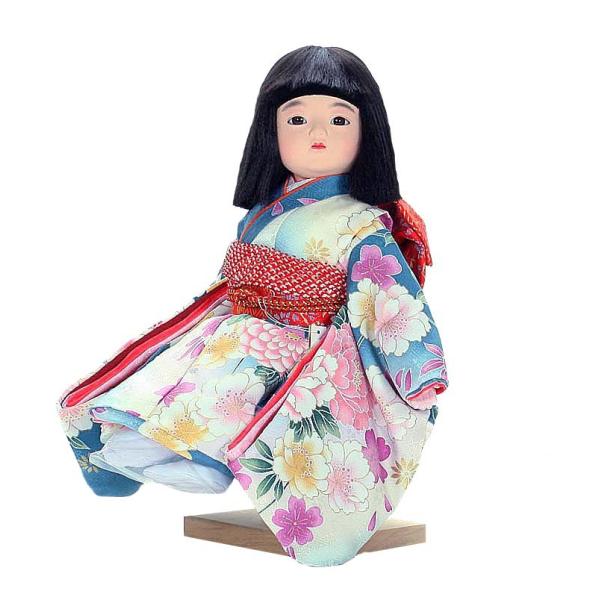 市松人形 抱き人形 おしゃれで可愛いお顔の 童人形 座り台座付き 10号