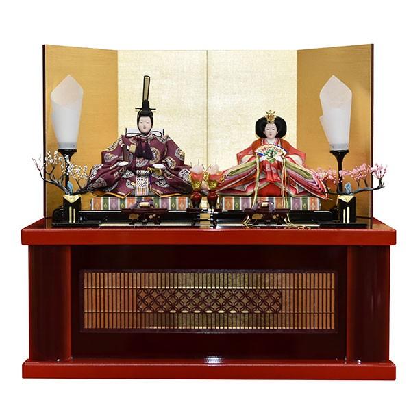 雛人形 コンパクト 収納飾り 紫 ひな人形 親王飾り 平飾り お雛様 ...