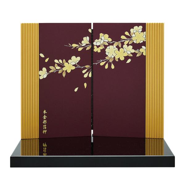 五月人形 5月人形 屏風 飾り台付き 15号 金閣屏風 大桜 紫 飾り台 18号