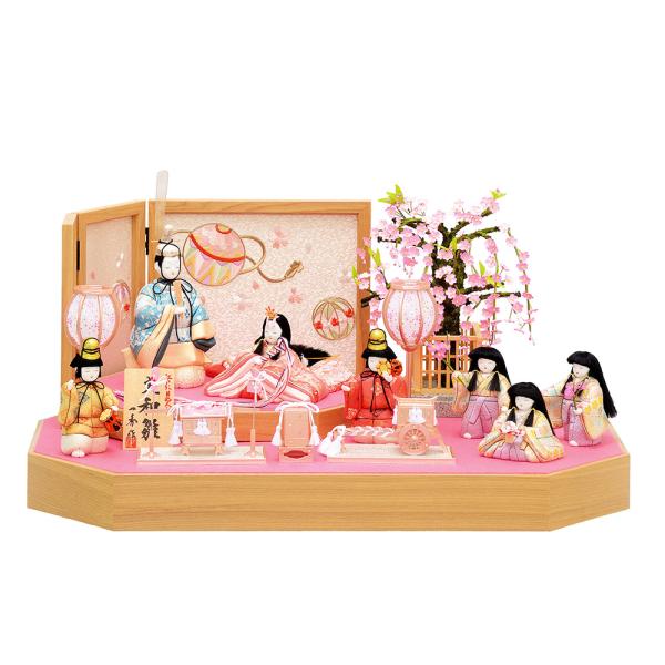 木目込みミニ雛人形 雛人形 コンパクト 木目込み 7人飾り 七人 変り雛 一秀 かわいい