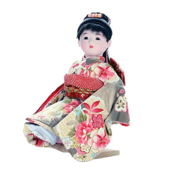 市松人形 抱き人形 おしゃれで可愛いお顔の 童人形 座り台座付き 13号