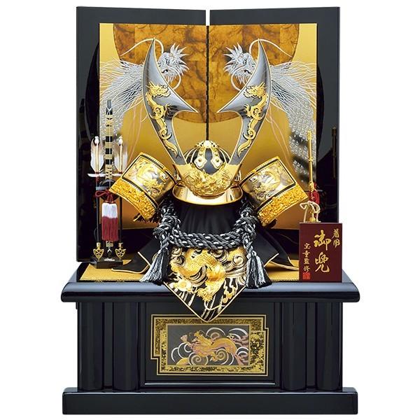 五月人形 着用 収納飾り 兜飾り 25号 金彫金はやぶさ着用兜向く