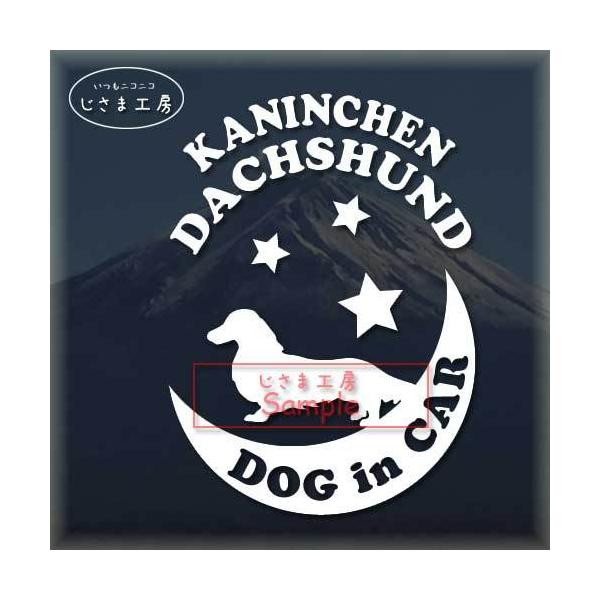 【カニンヘンダックス　05】わんちゃんが月に乗ってお散歩♪　星の王子さま絵柄と文字部分だけがシールになっているカッティングステッカーです。ご注文をいただいた後、当工房で一枚一枚丁寧にお作りしています。ハンドメイドになりますので神経質の方はご...