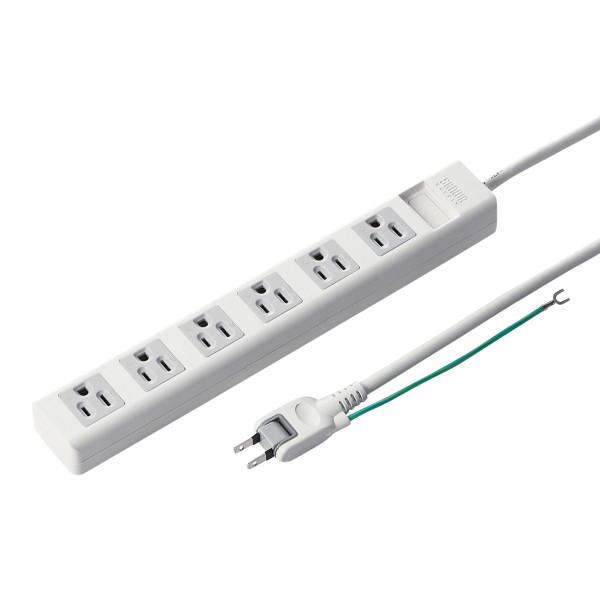 他サイト： 電源タップ（3P・6個口・2.5m・マグネット付・2Pスイングプラグ・ホワイト）【TAP-N3625MGN】サンワサプライ [SAN]の商品画像