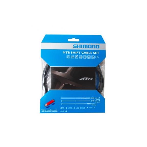 シマノXTRグレードのポリマーコートシフトケーブルセット・顕微鏡で見るとインナーケーブルの周りに細いチューブを巻きつけているように見える「新素材のポリマーコーティング」を採用・摩擦を低減させる新素材のポリマーコーティングにより、より軽く素早...