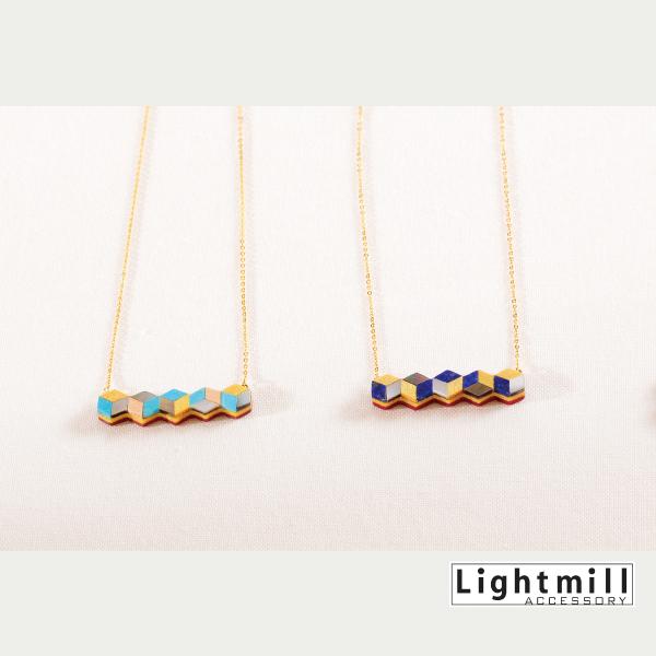 ネックレス「つらなり」】ラピスラズリ lightmill 寄木細工 日本 ネックレス「つらなり」】ラピスラズリ lightmill 寄木細工 日本