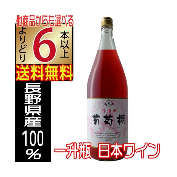 アルプスワイン 一升瓶ワイン ロゼワイン 葡萄棚 1800ml 中口 wine 長野県 国産ワイン 6本以上送料無料