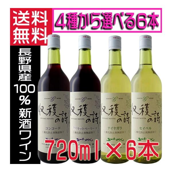 五一ワイン 新酒 無添加 収穫の詩 2026 赤 白 4種 720ml×6本 ワインセット 送料無料 国産ワイン 赤ワイン 白ワイン