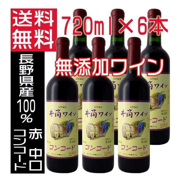 井筒ワイン 無添加 コンコード 赤 中口 720ml 2023 新酒 国産ワイン よりどり6本以上送料無料 wine