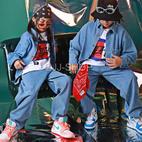 デニムシャツ ダンス衣装 セットアップ 男の子 女の子 トップス ガールズ ジャッズ ヒップホップ デニムパンツ ジーンズ キッズ ダンスウェア Hiphop Buyee 日本代购平台 产品购物网站大全 Buyee一站式代购 Bot Online