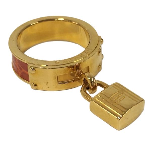 HERMES スカーフリング ケリーカデナ モチーフ GP ゴールド レッド系  